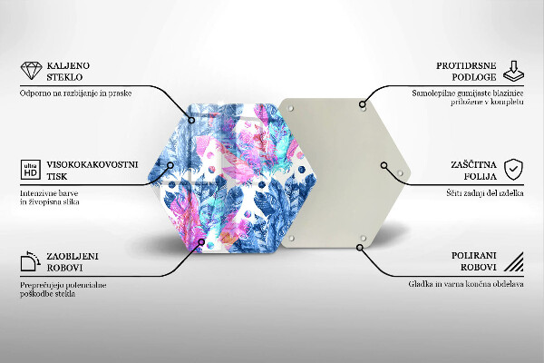 Tocător sticlă Ilustrație boho cu pene