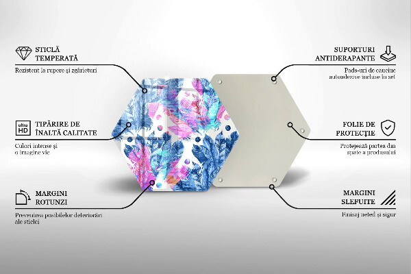 Tocător sticlă Ilustrație boho cu pene