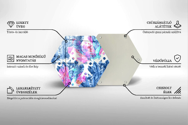 Tocător sticlă Ilustrație boho cu pene