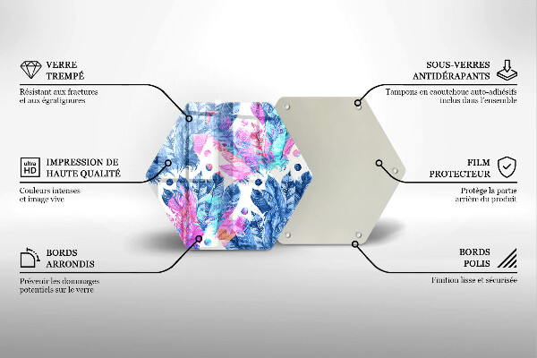 Tocător sticlă Ilustrație boho cu pene