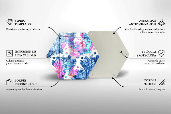 Tocător sticlă Ilustrație boho cu pene