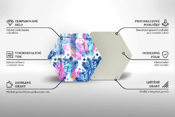 Tocător sticlă Ilustrație boho cu pene