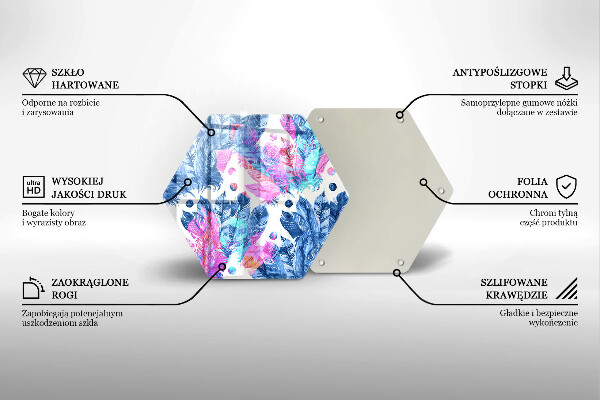 Tocător sticlă Ilustrație boho cu pene