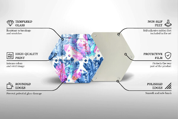 Tocător sticlă Ilustrație boho cu pene