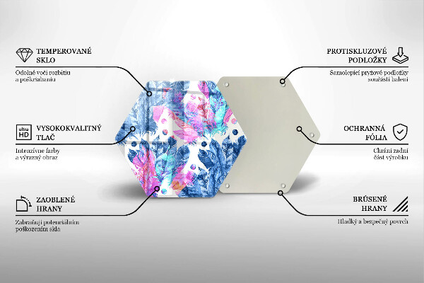 Tocător sticlă Ilustrație boho cu pene