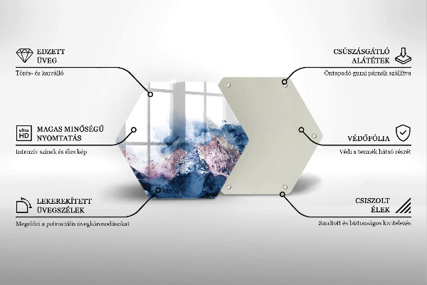 Tocător sticlă Munți pictați în abstract