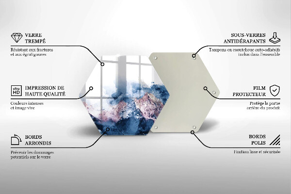 Tocător sticlă Munți pictați în abstract