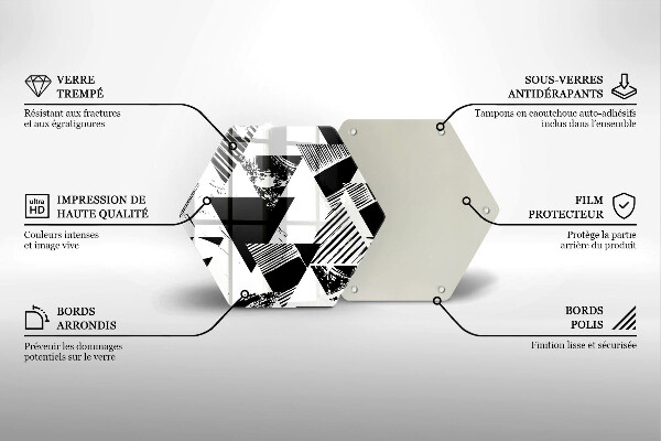 Tocător sticlă Triunghiuri geometrice