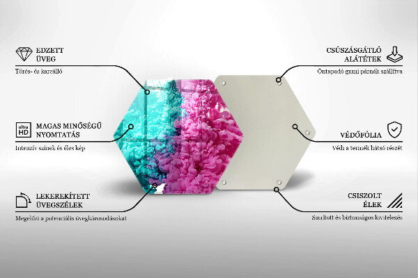 Tocător sticlă Fum turcoaz-roz