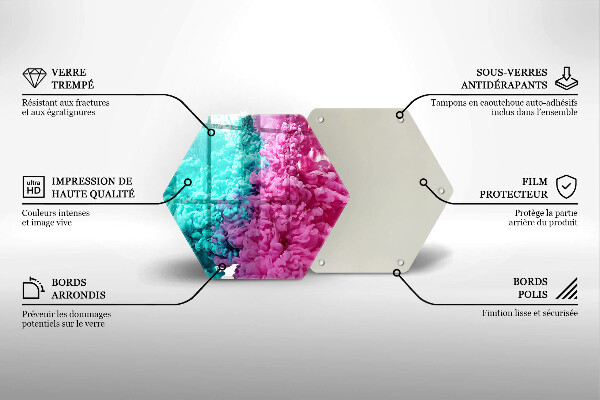 Tocător sticlă Fum turcoaz-roz