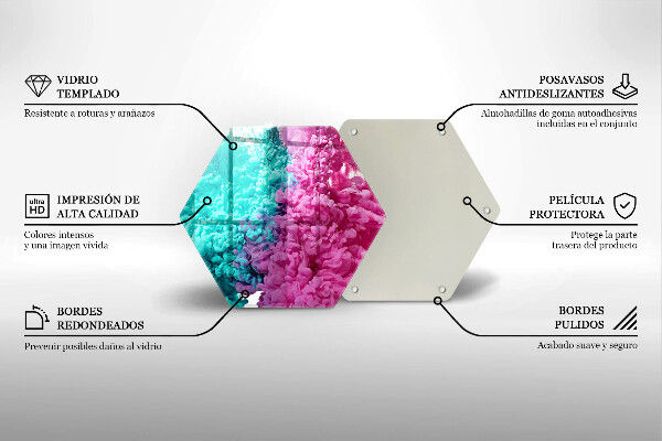 Tocător sticlă Fum turcoaz-roz