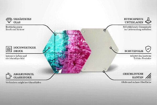 Tocător sticlă Fum turcoaz-roz