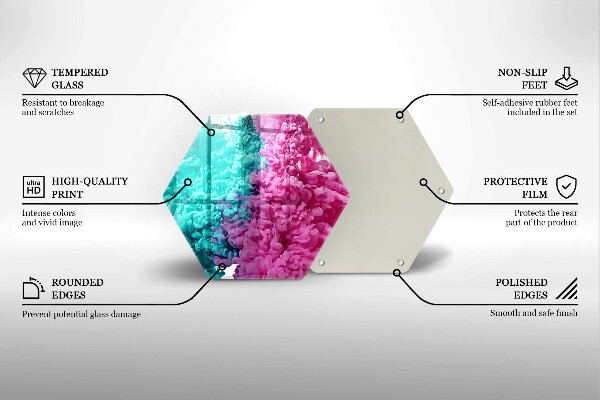 Tocător sticlă Fum turcoaz-roz
