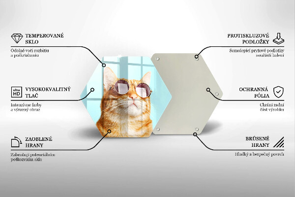 Tocător sticlă Pisica rosie cu ochelari