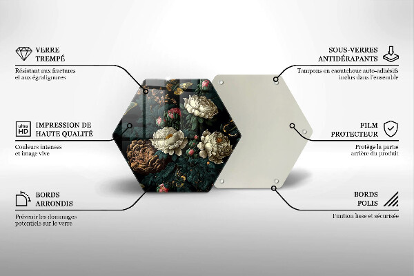 Tocător sticlă Flori de bujor de epocă