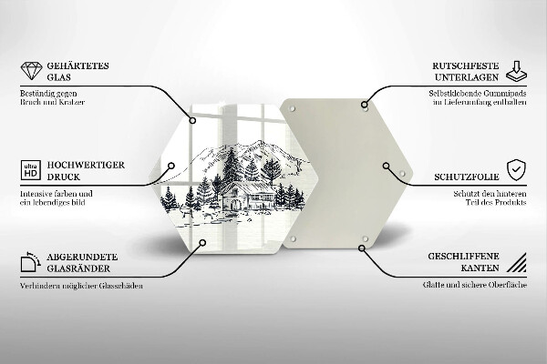 Tocător de bucătărie Desen al unei cabane la munte
