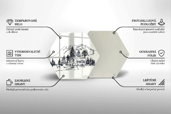 Tocător de bucătărie Desen al unei cabane la munte