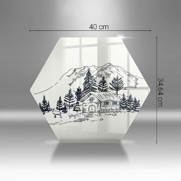 Tocător de bucătărie Desen al unei cabane la munte