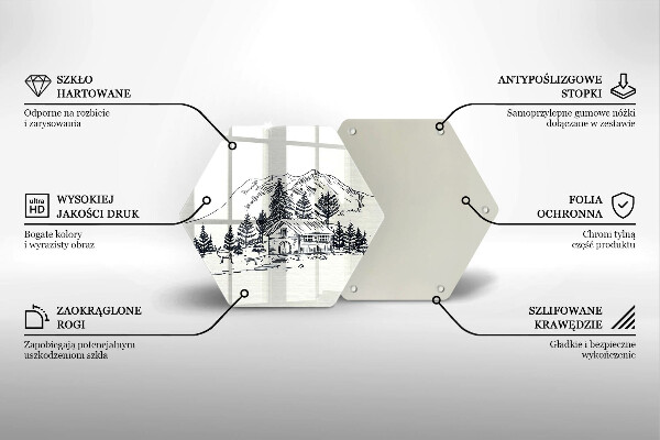 Tocător de bucătărie Desen al unei cabane la munte