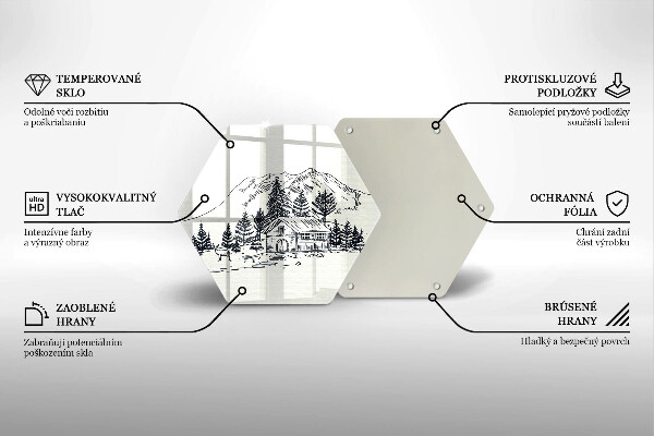 Tocător de bucătărie Desen al unei cabane la munte
