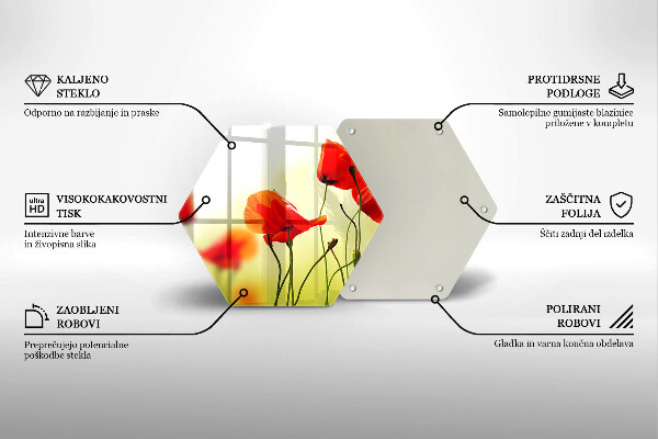 Tocător de bucătărie Flori roșii de maci