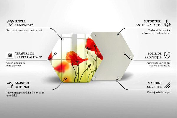 Tocător de bucătărie Flori roșii de maci