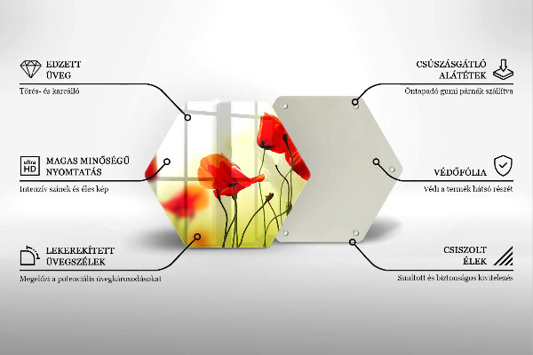 Tocător de bucătărie Flori roșii de maci