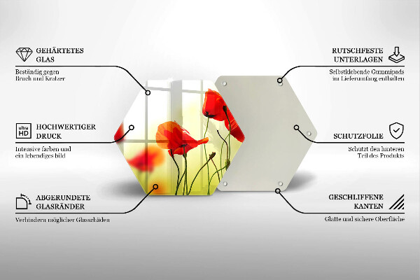 Tocător de bucătărie Flori roșii de maci