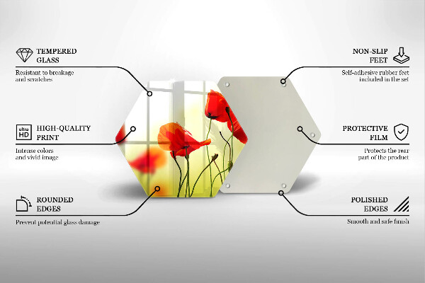 Tocător de bucătărie Flori roșii de maci