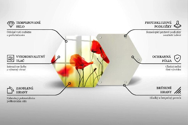 Tocător de bucătărie Flori roșii de maci