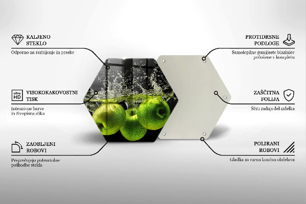 Tocător de bucătărie Mere verzi și apă