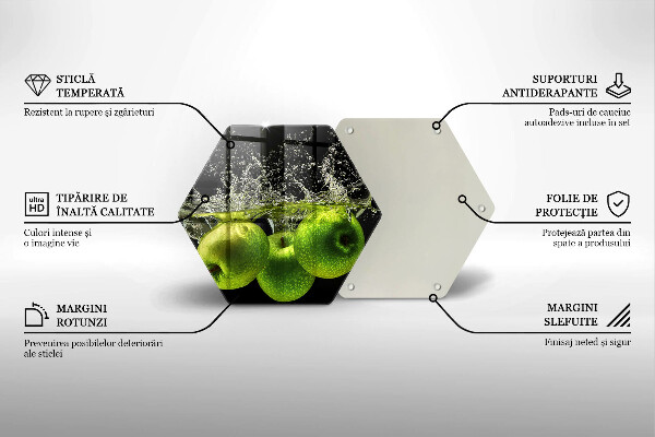 Tocător de bucătărie Mere verzi și apă