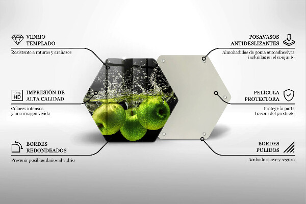 Tocător de bucătărie Mere verzi și apă