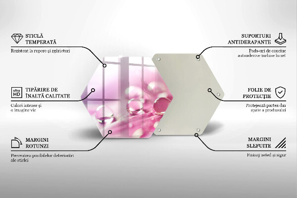 Tocător de bucătărie Petale de flori de rouă