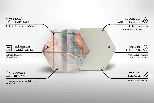 Tocător sticlă Marmură cu aur