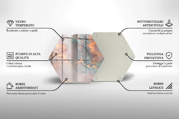 Tocător sticlă Marmură cu aur