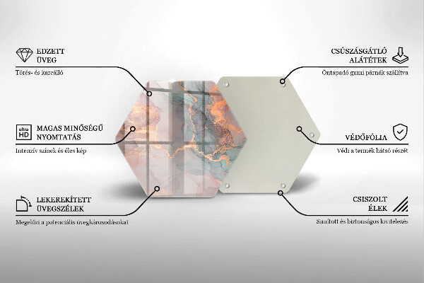 Tocător sticlă Marmură cu aur