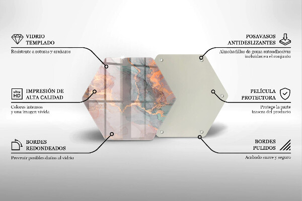 Tocător sticlă Marmură cu aur