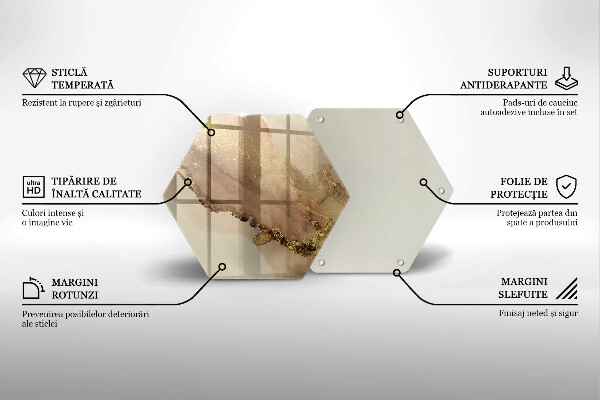 Tocător sticlă Abstracția aurului