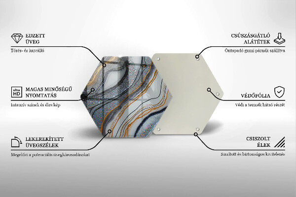 Tocător sticlă stâncă cu aur