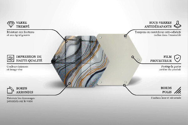 Tocător sticlă stâncă cu aur