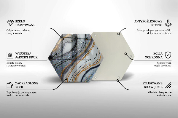 Tocător sticlă stâncă cu aur