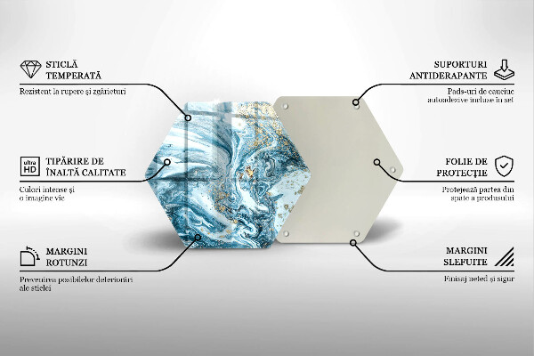 Tocător sticlă Structură cu aur