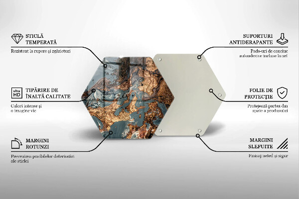 Tocător sticlă Structură de rocă aurie