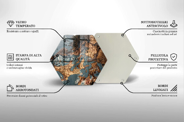 Tocător sticlă Structură de rocă aurie