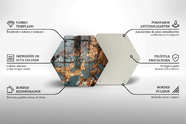 Tocător sticlă Structură de rocă aurie