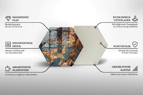 Tocător sticlă Structură de rocă aurie