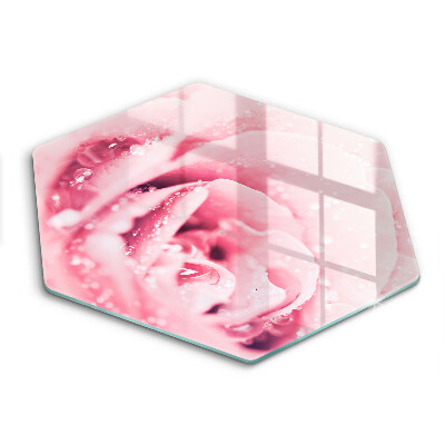 Tocător sticlă Picături de rouă și floare de trandafir