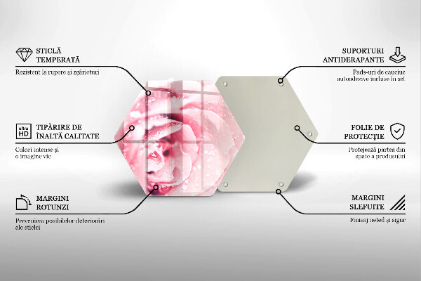 Tocător sticlă Picături de rouă și floare de trandafir