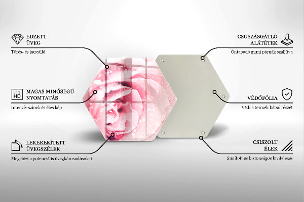 Tocător sticlă Picături de rouă și floare de trandafir